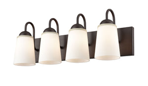 Vanity Fixtures 4 Lamps Ivey Lake Vanity Light - Rubbed Bronze - Etched White Glass - 21.5in. Wide