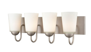 Vanity Fixtures 4 Lamps Ivey Lake Vanity Light - Satin Nickel - Etched White Glass - 21.5in. Wide