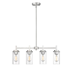 Chandeliers 4 Lamps Janna Island Chandelier - Brushed Nickel Finish - Clear Glass - 28in Diameter - E26 Medium Base
