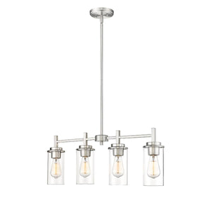 Chandeliers 4 Lamps Janna Island Chandelier - Brushed Nickel Finish - Clear Glass - 28in Diameter - E26 Medium Base
