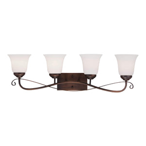 Vanity Fixtures 4 Lamps Kingsport Vanity Light - Rubbed Bronze - Etched White Glass - 32.5in. Wide