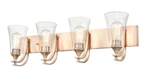 Vanity Fixtures 4 Lamps Natalie Vanity Light - Modern Gold - Clear Seeded Glass - 32in. Wide
