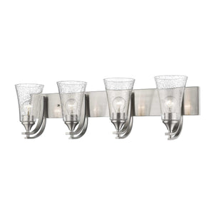 Vanity Fixtures 4 Lamps Natalie Vanity Light - Satin Nickel - Clear Seeded Glass - 32in. Wide