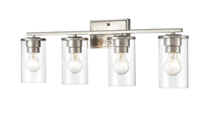 Vanity Fixtures 4 Lamps Verlana Vanity Light - Brushed Nickel - Clear Glass - 27.625in. Wide