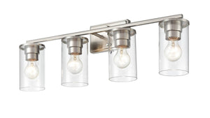 Vanity Fixtures 4 Lamps Verlana Vanity Light - Brushed Nickel - Clear Glass - 27.625in. Wide
