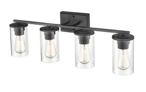 Vanity Fixtures 4 Lamps Verlana Vanity Light - Matte Black - Clear Glass - 27.625in. Wide