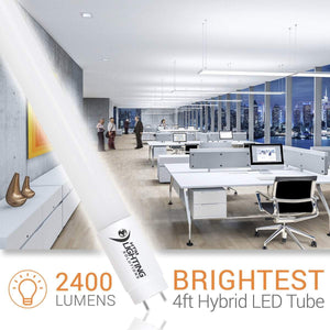 LED Tubes 4ft 18W Hybrid LED Glass Tubes (HTM-GLT8AB-18W) - Frosted Lens 1 Pack / 3000K (Warm White)