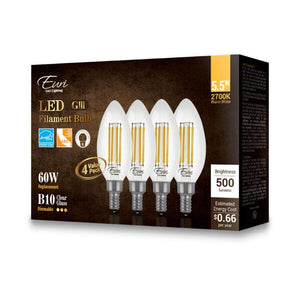 Vintage LED Bulbs 5.5W B10 Dimmable Vintage LED Bulb - 320 Degree Beam - E12 base - 500lm - 4-Pack