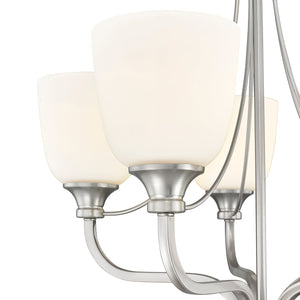 Chandeliers 5 Lamps Alberta Chandelier - Brushed Nickel Finish - White Glass - 24in Diameter - E26 Medium Base