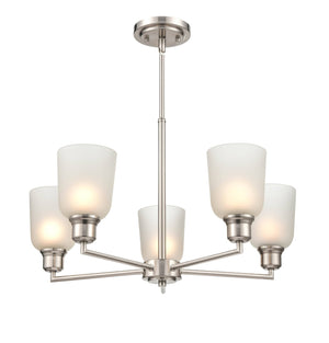 Chandeliers 5 Lamps Amberle Chandelier - Brushed Nickel - Frosted White Glass - 24in Diameter - E26 Medium Base