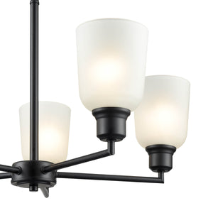 Chandeliers 5 Lamps Amberle Chandelier - Matte Black - Frosted White Glass - 24in Diameter - E26 Medium Base