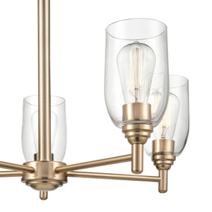 Chandeliers 5 Lamps Arlett Chandelier - Modern Gold Finish - Clear Glass - 25in Diameter - E26 Medium Base