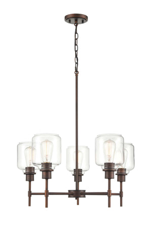 Chandeliers 5 Lamps Asheville Chandelier - Rubbed Bronze - Clear Glass - 25.5in Diameter - E26 Medium Base