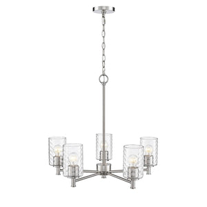 Chandeliers 5 Lamps Ashli Chandelier - Brushed Nickel Finish - Clear Honeycomb Glass - 25in Diameter - E26 Medium Base