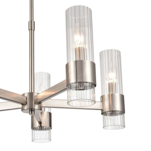 Chandeliers 5 Lamps Caberton Chandelier - Brushed Nickel Finish - Clear Beveled Glass - 22in Diameter - E12 Candelabra Base