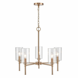 Chandeliers 5 Lamps Chastine Chandelier - Modern Gold Finish - Clear Beveled Glass - 22in Diameter - E12 Candelabra Base