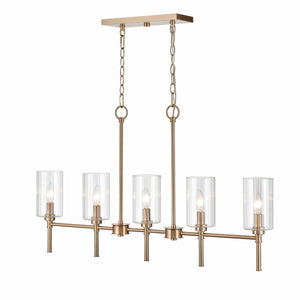 Chandeliers 5 Lamps Chastine Island Chandelier - Modern Gold Finish - Clear Beveled Glass - 36in Diameter - E12 Candelabra Base