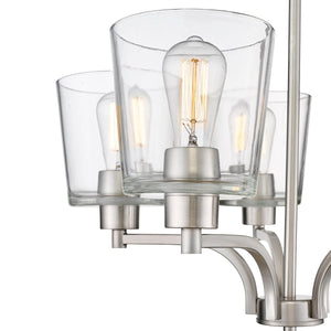 Chandeliers 5 Lamps Evalon Chandelier - Brushed Nickel Finish - Clear Glass - 24in Diameter - E26 Medium Base