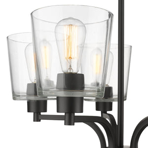 Chandeliers 5 Lamps Evalon Chandelier - Matte Black Finish - Clear Glass - 24in Diameter - E26 Medium Base