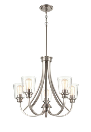 Chandeliers 5 Lamps Forsyth Chandelier - Brushed Nickel - Clear Glass - 25in Diameter - E26 Medium Base