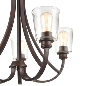 Chandeliers 5 Lamps Forsyth Chandelier - Rubbed Bronze - Clear Glass - 25in Diameter - E26 Medium Base
