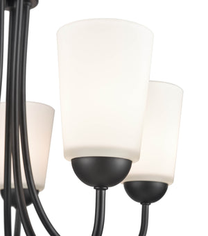 Chandeliers 5 Lamps Ivey Lake Chandelier - Matte Black - Etched White Glass - 20in Diameter - E26 Medium Base