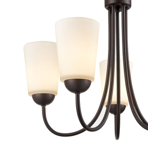 Chandeliers 5 Lamps Ivey Lake Chandelier - Rubbed Bronze - Etched White Glass - 20in Diameter - E26 Medium Base