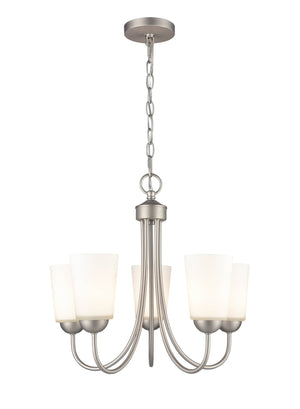 Chandeliers 5 Lamps Ivey Lake Chandelier - Satin Nickel - Etched White Glass - 20in Diameter - E26 Medium Base