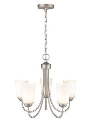 Chandeliers 5 Lamps Ivey Lake Chandelier - Satin Nickel - Etched White Glass - 20in Diameter - E26 Medium Base