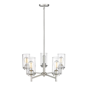 Chandeliers 5 Lamps Janna Chandelier - Brushed Nickel Finish - Clear Glass - 30in Diameter - E26 Medium Base