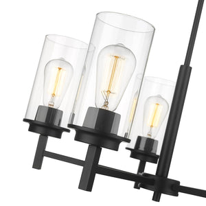 Chandeliers 5 Lamps Janna Chandelier - Matte Black Finish - Clear Glass - 30in Diameter - E26 Medium Base