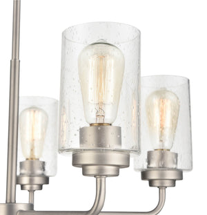 Chandeliers 5 Lamps Moven Chandelier - Satin Nickel - Clear Seeded Glass - 23in Diameter - E26 Medium Base