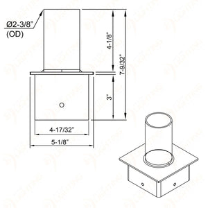 Pole Mounting Accessories 5" Square Pole Mount With 2-3/8" Vertical Tenon