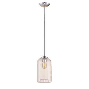 Pendant Fixtures 7'' Mini Pendant Stem Hung Fixture with Clear Glass Brushed Nickel