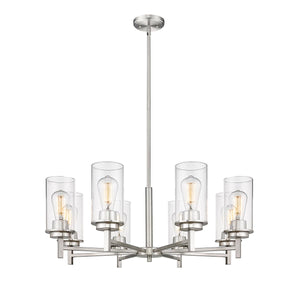 Chandeliers 8 Lamps Janna Chandelier - Brushed Nickel Finish - Clear Glass - 30in Diameter - E26 Medium Base