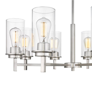 Chandeliers 8 Lamps Janna Chandelier - Brushed Nickel Finish - Clear Glass - 30in Diameter - E26 Medium Base