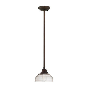 Pendant Fixtures 8'' Mini Pendant Stem Hung Fixture with Clear Glass Rubbed Bronze