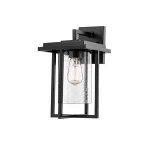 Wall Sconces Adair Outdoor Wall Sconce - Powder Coat Black - Clear Seeded Glass - 9.5in. Extension - E26 Medium Base