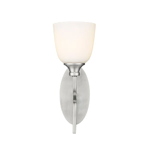 Wall Sconces Alberta Wall Sconce - Brushed Nickel - White Glass - 7in. Extension - E26 Medium Base