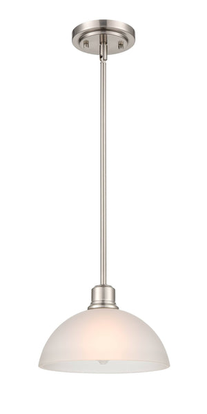 Pendant Fixtures Amberle Pendant - Brushed Nickel - Frosted White Glass - 9.5in. Diameter - E26 Medium Base