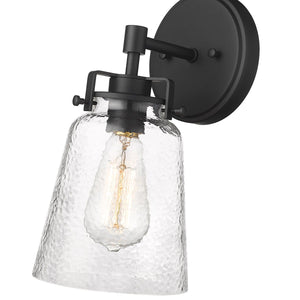 Wall Sconces Amberose Wall Sconce - Matte Black - Clear Hammered Glass - 7.2in. Extension - E26 Medium Base
