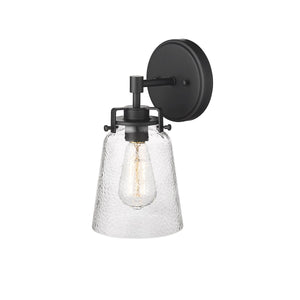 Wall Sconces Amberose Wall Sconce - Matte Black - Clear Hammered Glass - 7.2in. Extension - E26 Medium Base