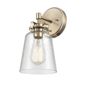 Wall Sconces Amberose Wall Sconce - Modern Gold - Hammered Glass - 7.25in. Extension - E26 Medium Base