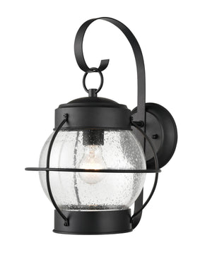 Wall Sconces Aremelo Outdoor Wall Sconce - Powder Coat Black - Clear Seeded Glass - 9.75in. Extension - E26 Medium Base