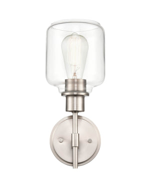 Wall Sconces Asheville Wall Sconce - Satin Nickel - Clear Glass - 6in. Extension - E26 Medium Base