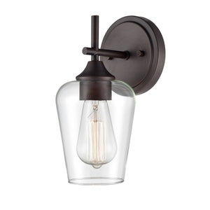 Wall Sconces Ashford Wall Sconce - Rubbed Bronze - Clear Glass - 6.5in. Extension - E26 Medium Base
