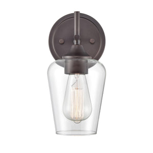 Wall Sconces Ashford Wall Sconce - Rubbed Bronze - Clear Glass - 6.5in. Extension - E26 Medium Base