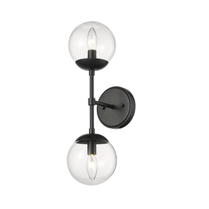 Wall Sconces Avell Wall Sconce - Matte Black - Clear Glass - 8in. Extension - E26 Medium Base