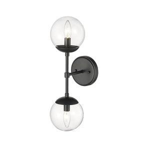 Wall Sconces Avell Wall Sconce - Matte Black - Clear Glass - 8in. Extension - E26 Medium Base