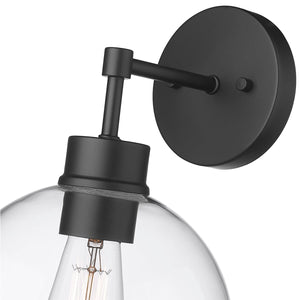Wall Sconces Basin Outdoor Wall Sconce - Powder Coat Black - Clear Glass - 9.13in Extension - E26 Medium Base